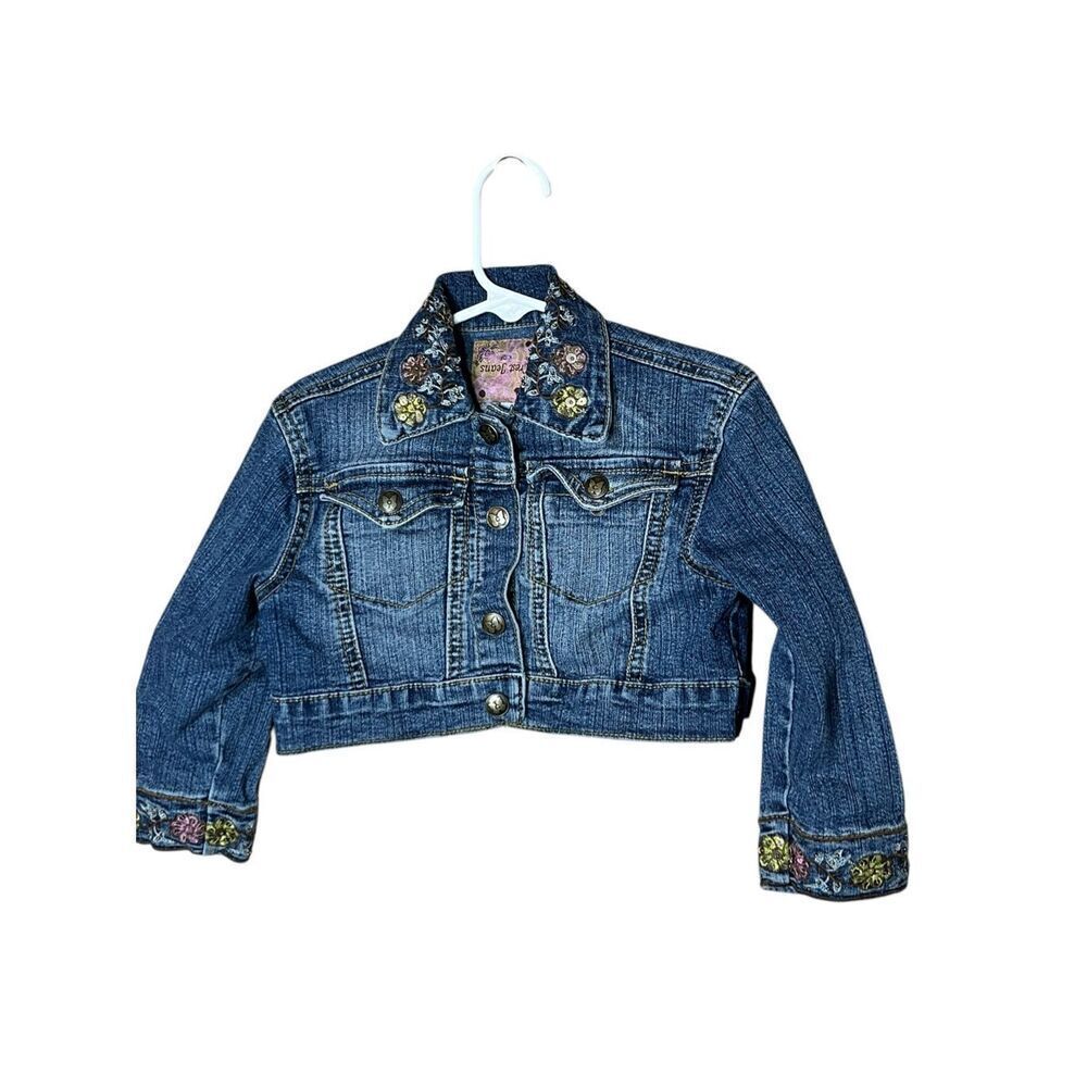 Vintage Crest Jeans Cropped Embroidered Denim Jacket Size 4